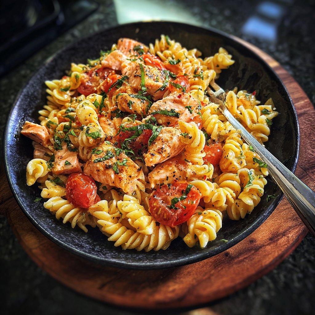 Pasta with Tomato-Basil Salmon