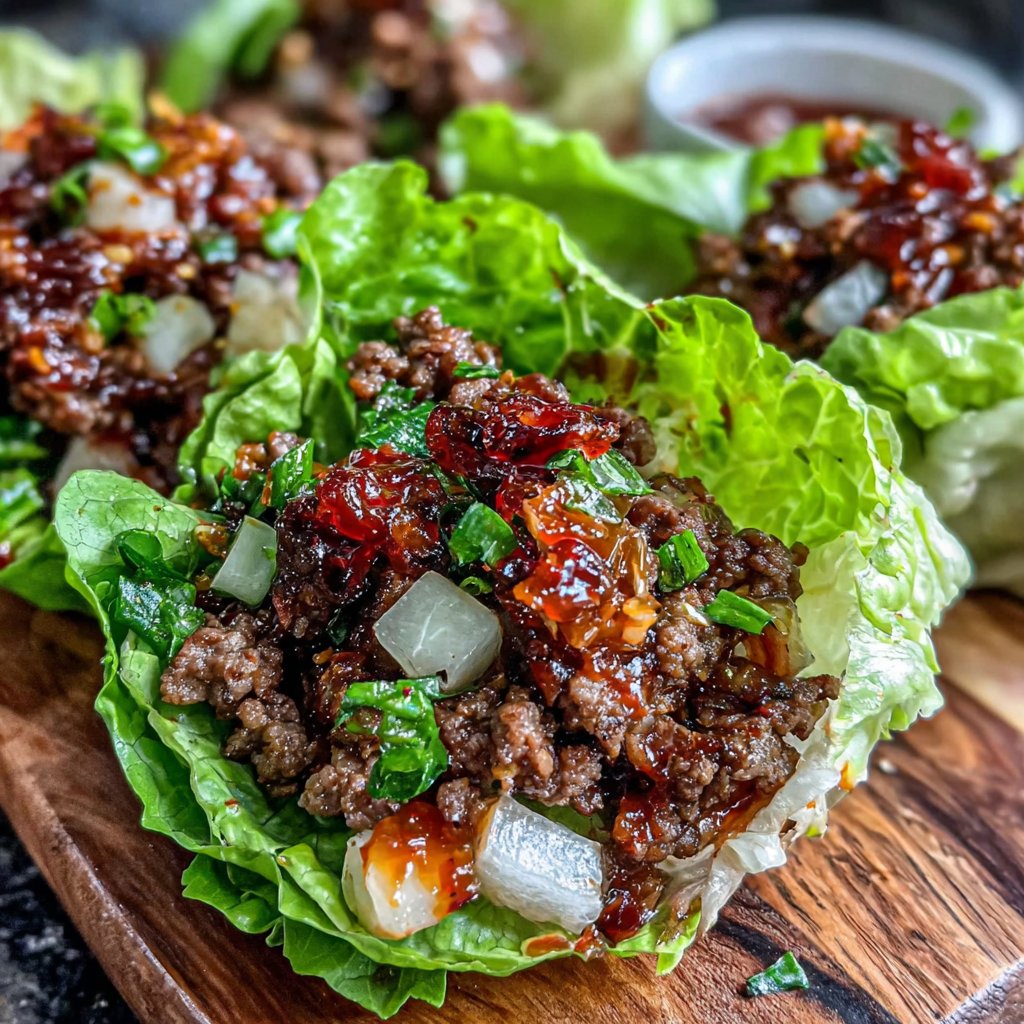 Sriracha Hamburger Meat Lettuce Wraps